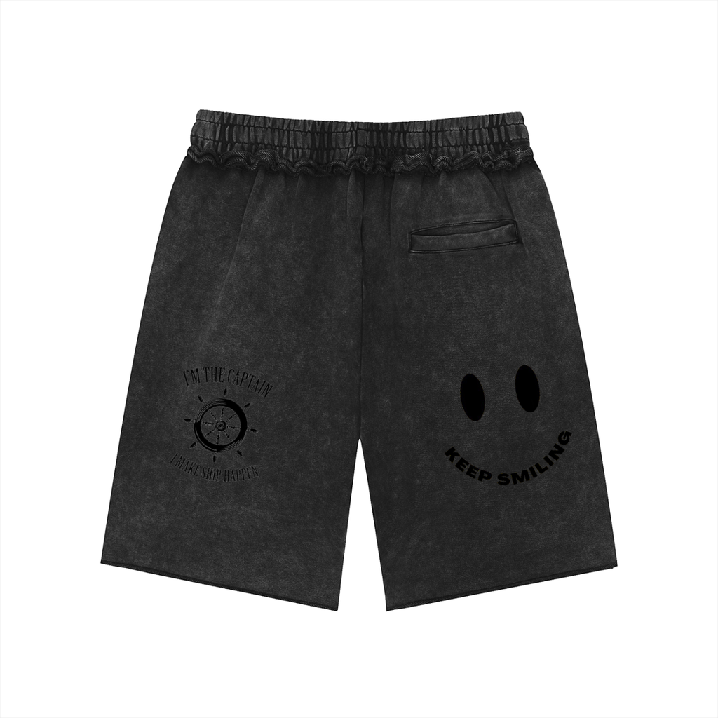 Unisex Mineral Wash Raw Edge Shorts