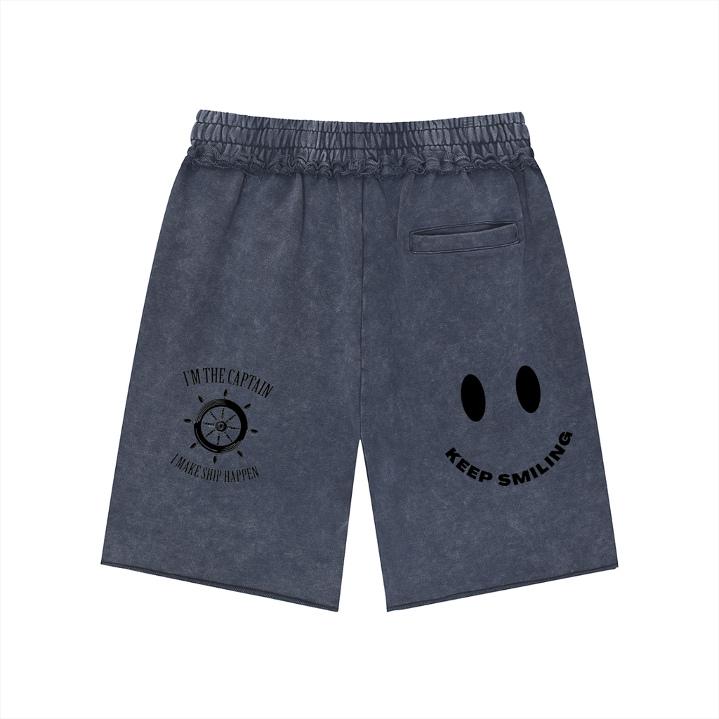 Unisex Mineral Wash Raw Edge Shorts
