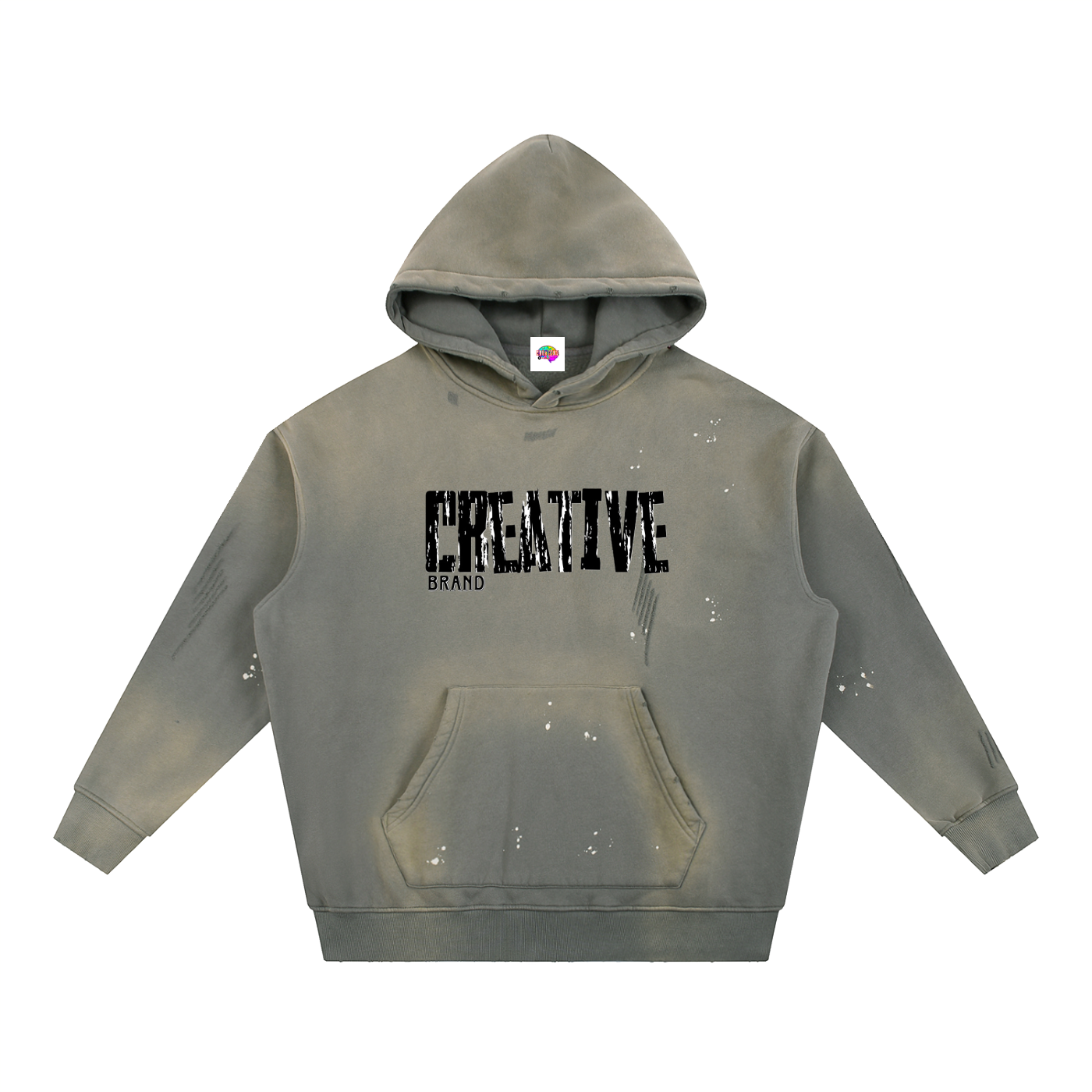 Creative Brand Vintage Washed Frayed Fleece Hoodie