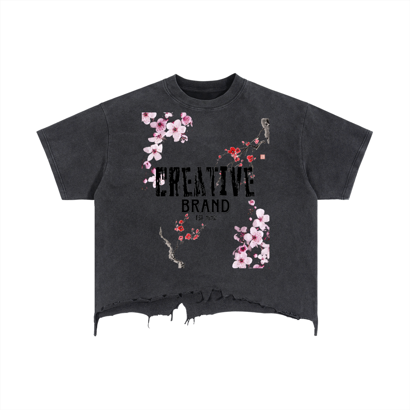 Vintage Wash Boxy Distressed Hem T-Shirt