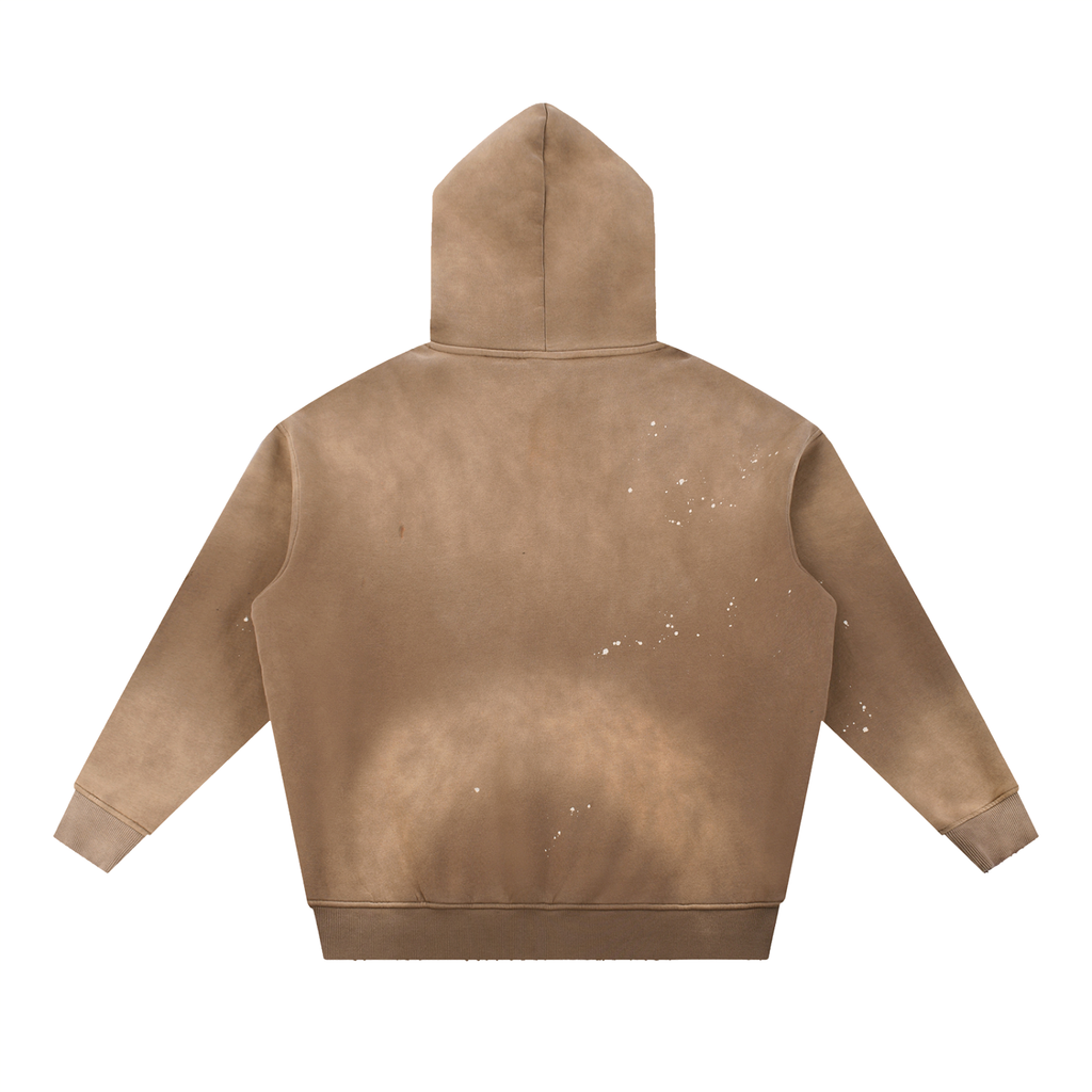 Creative Brand Vintage Washed Frayed Fleece Hoodie