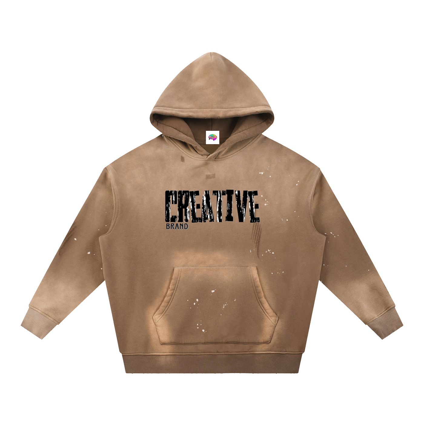 Creative Brand Vintage Washed Frayed Fleece Hoodie
