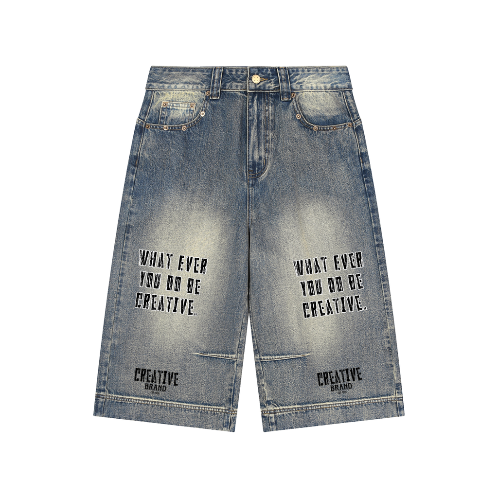 Vintage Wash Baggy Denim Shorts