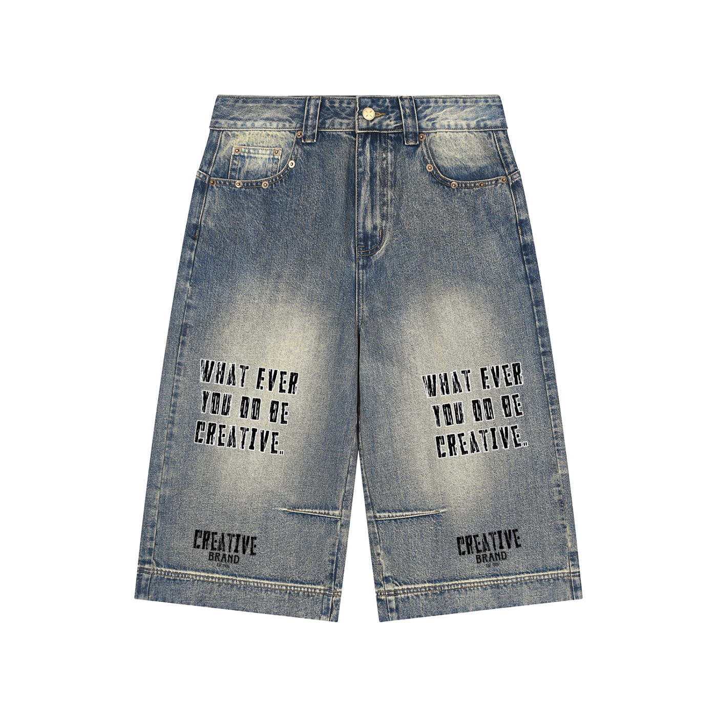 Vintage Wash Baggy Denim Shorts
