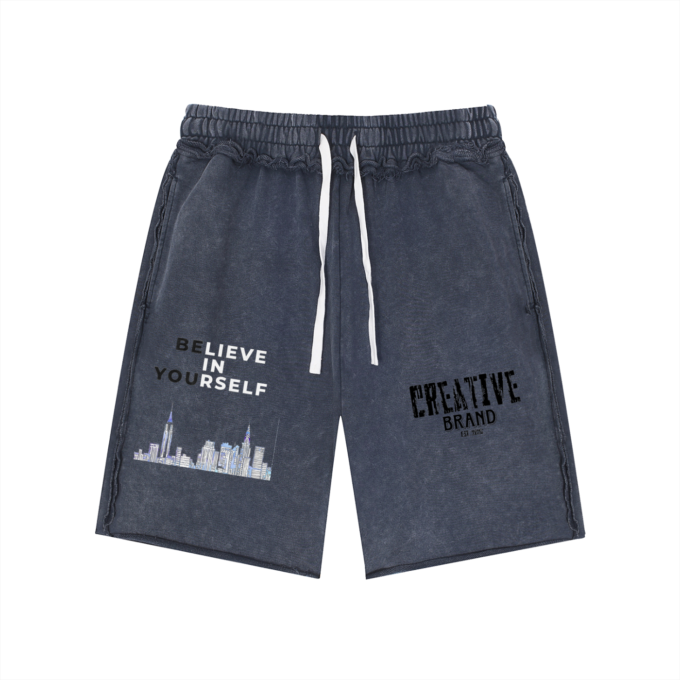 Unisex Mineral Wash Raw Edge Shorts