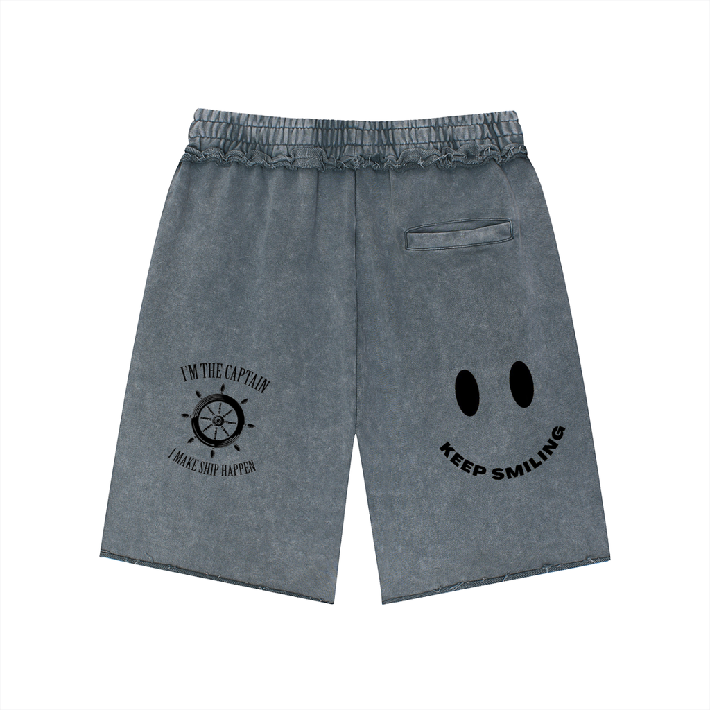 Unisex Mineral Wash Raw Edge Shorts